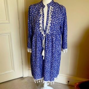 Blue tassel trimmed dress